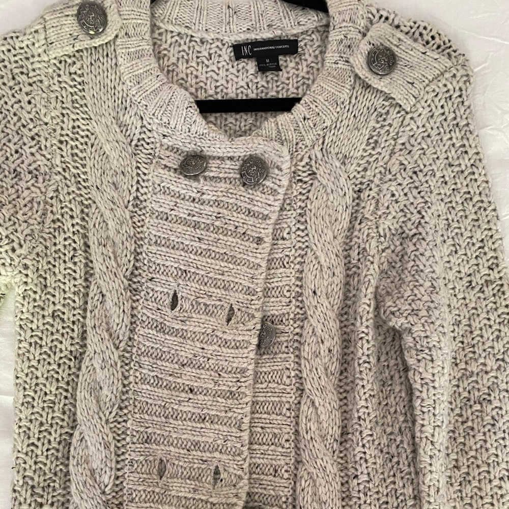 INC Cream Button Up Cardigan